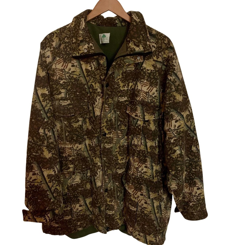 Bushlan South Texas Camouflage Mens L Field Jacket Hunting‎ Coat Woodland Camo